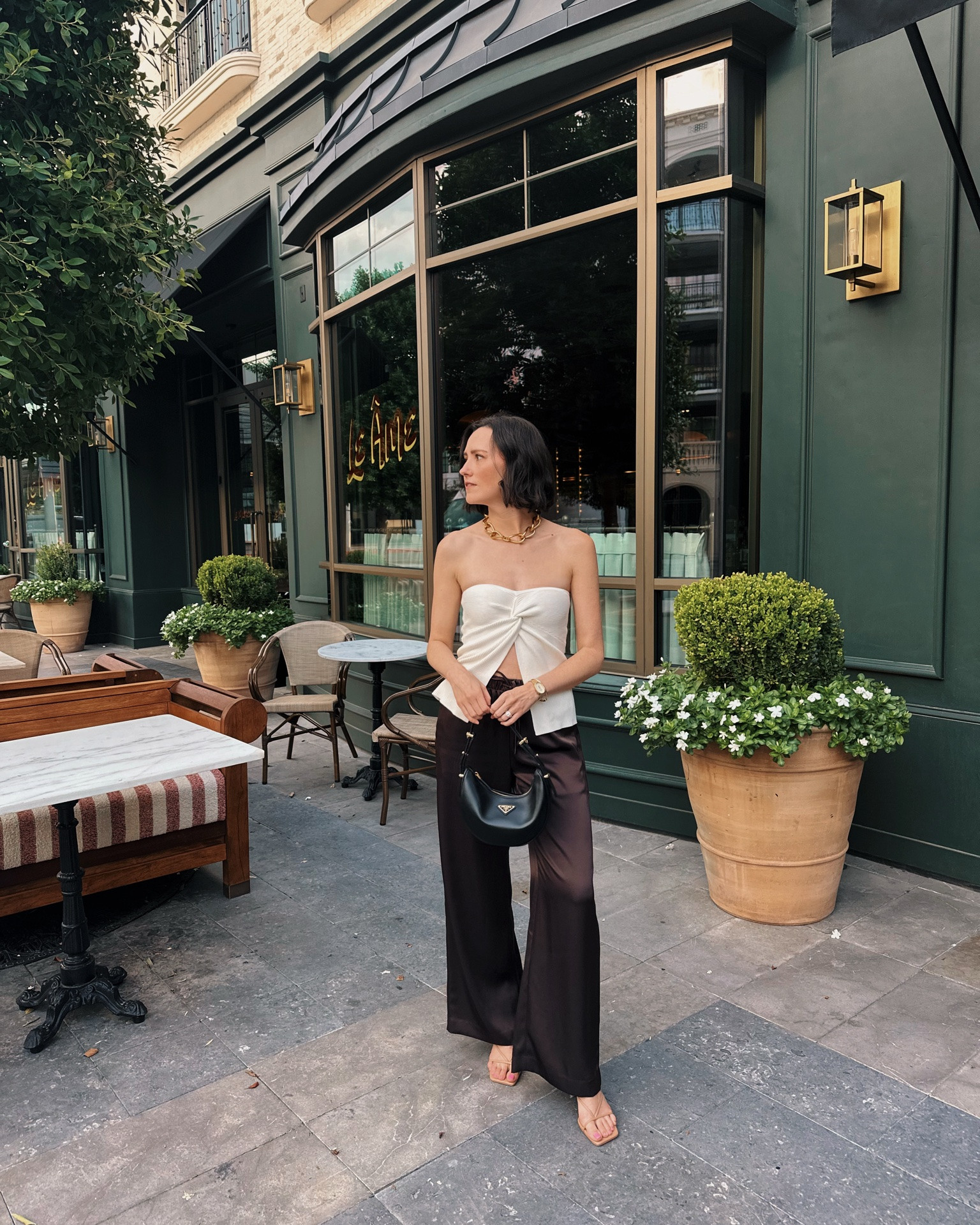 OOTN  🤎 I love these espresso satin pants! They feel like pajamas but look elevated for date night 🥂 wearing a size small, regular length (I’m 5’5” for reference)

#LTKootd #LTKgrwm #LTKdayinmylife