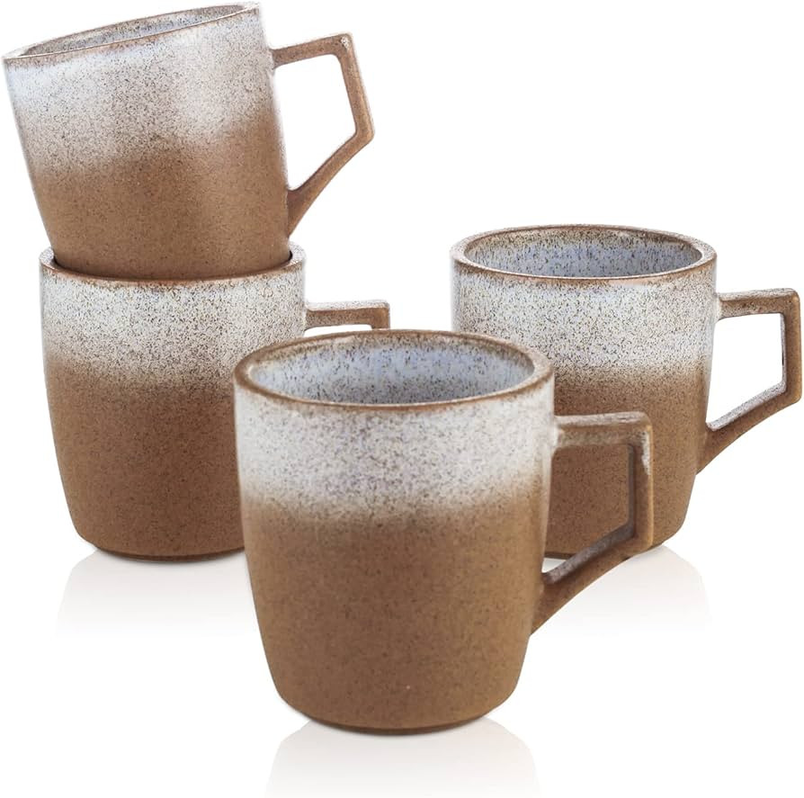 Stone lain Vince Rustic Stoneware Mug Set, 4 Count, Brown | Amazon (US)
