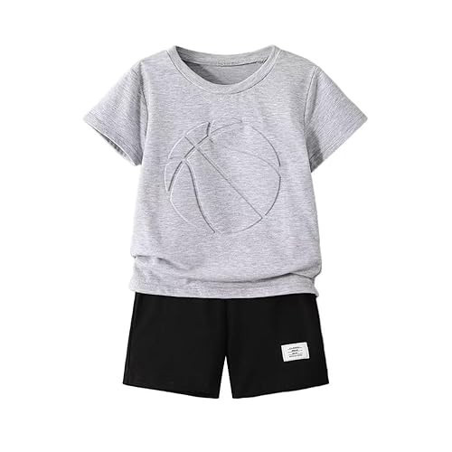 GOLLUNER Boys 2 Piece Outfits Short Sleeve Basketball Pattern T-Shirt and Shorts Summer Clothes for Kids 5-12 Years(Size 6 7) | Amazon (US)