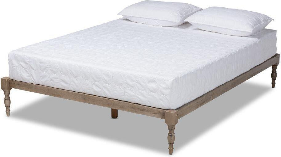 Iseline Modern and Contemporary Antique Grey Finished Wood Full Size Platform Bed Frame | 1stopbedrooms