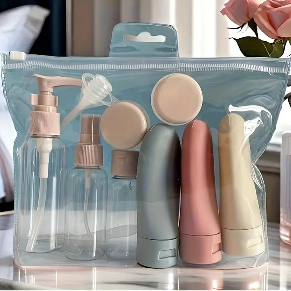 11pc Travel Bottles for Toiletries, Empty Refillable Travel Size Containers With Storage Bag | Amazon (US)