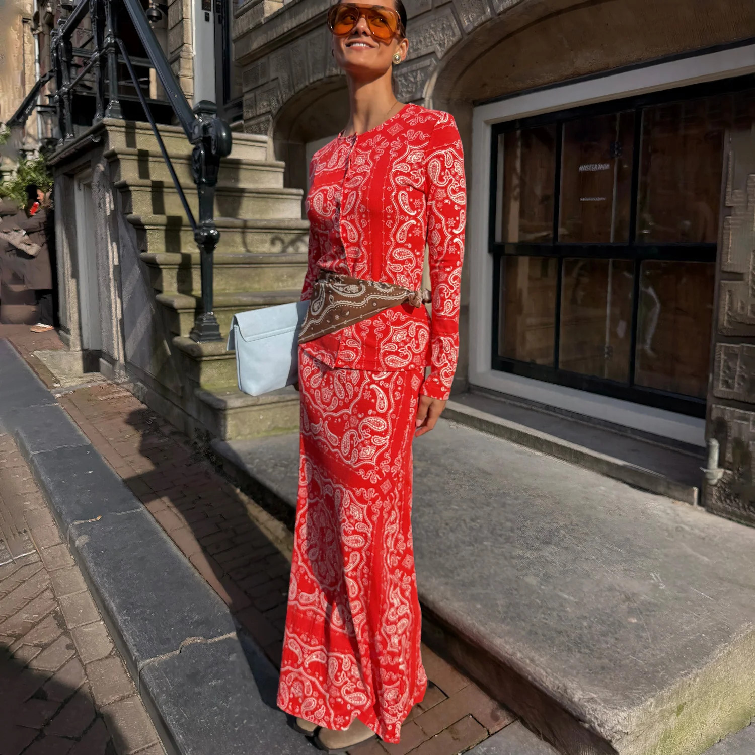 Red Bandana Rib Dorris Skirt | Never Fully Dressed US