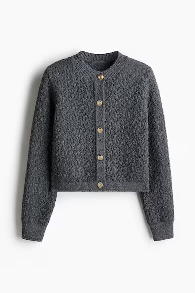H & M - Textured-Knit Cardigan - Gray | H&M (US + CA)