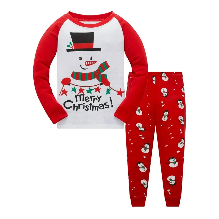Popshion Baby Boys Christmas Pajamas Set 100% Cotton Xmas Sleepwear, 2-Piece, Size 4T | Walmart (US)