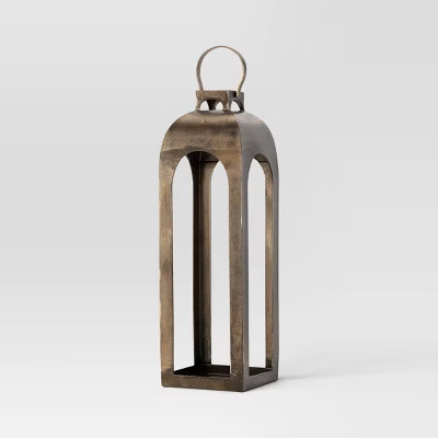 29"x9" Pillar Cast Aluminum Lantern Candle Holders Gold - Threshold™ | Target