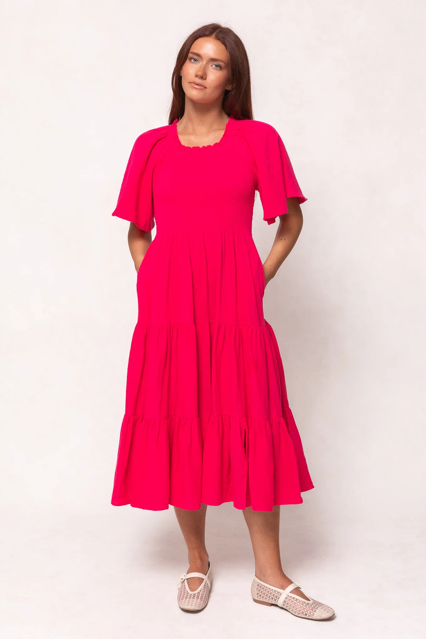 Jovie Midi Dress in Hot Pink | Ivy City Co