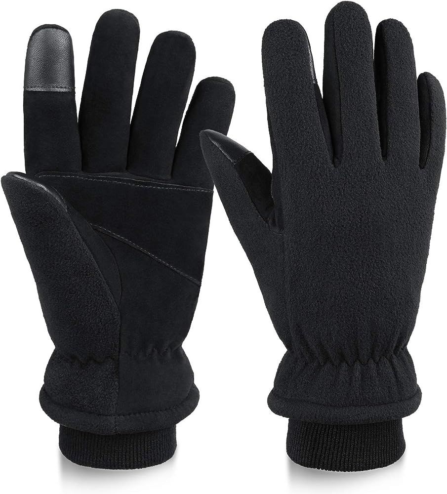 Heated Winter Gloves Men Women Deerskin Leather Touchscreen Insulated Work Glove | Amazon (US)