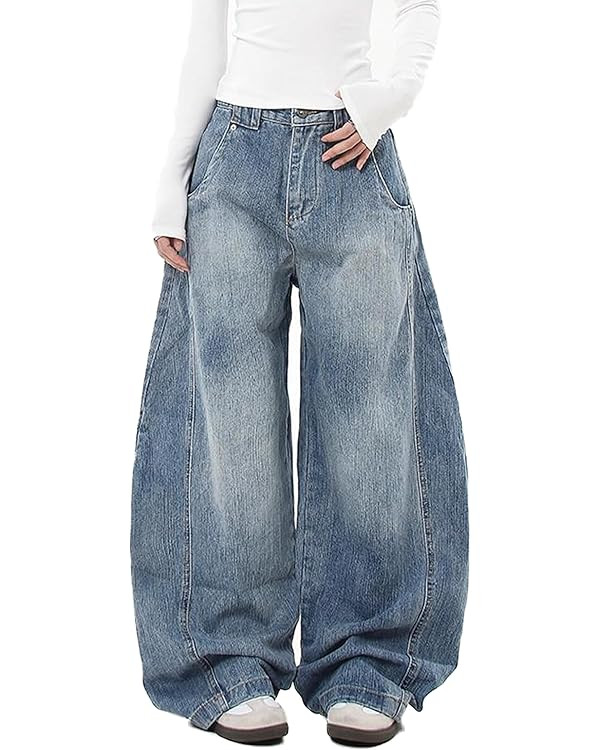 Womens Baggy Jeans Vintage Oversized Pants Aesthetic Hip Hop Jeans Denim Graphic Jean Grunge Pant... | Amazon (US)