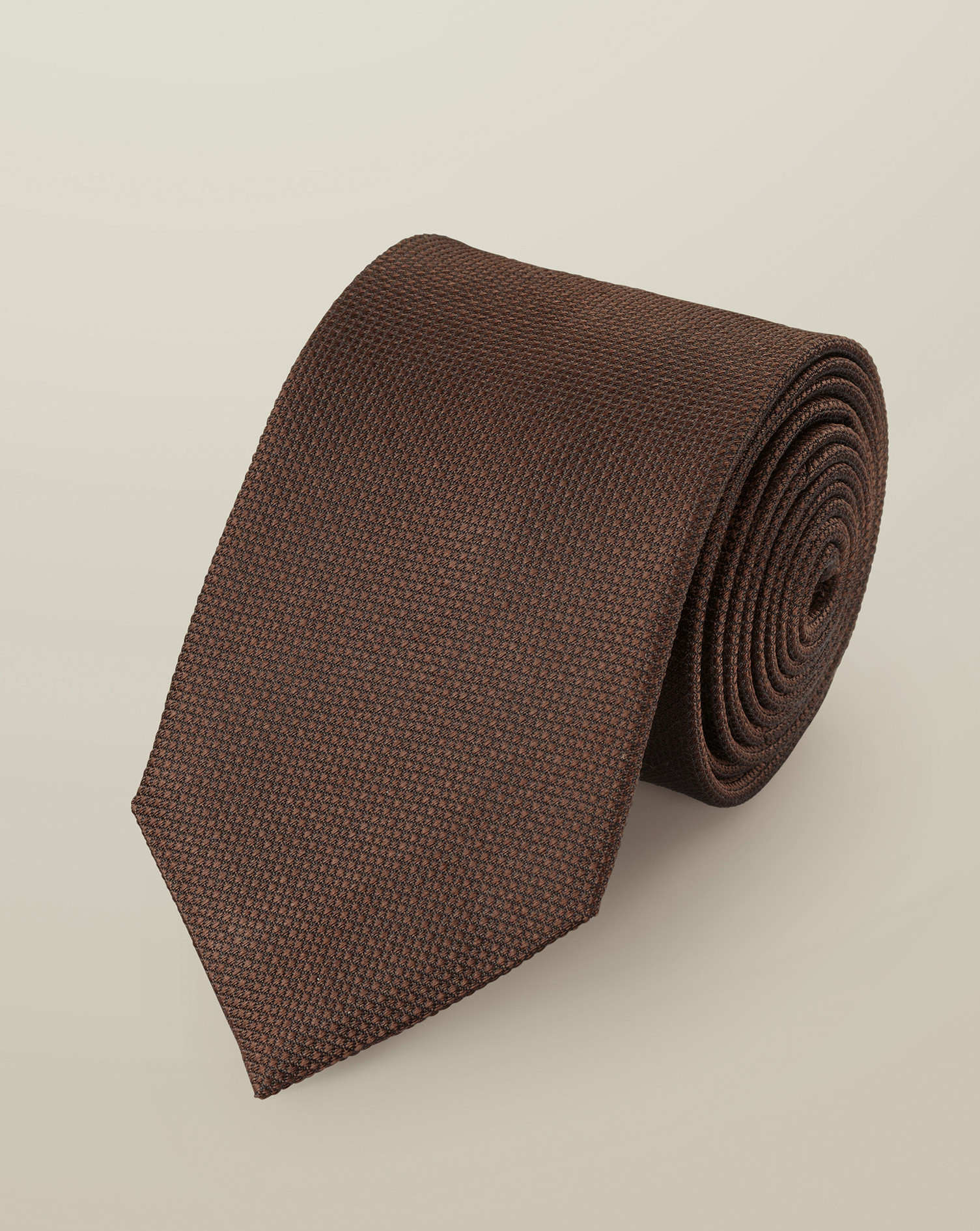 Men's Charles Tyrwhitt Textured Tie - Chocolate Brown Size 8cm x 149cm Silk | Charles Tyrwhitt