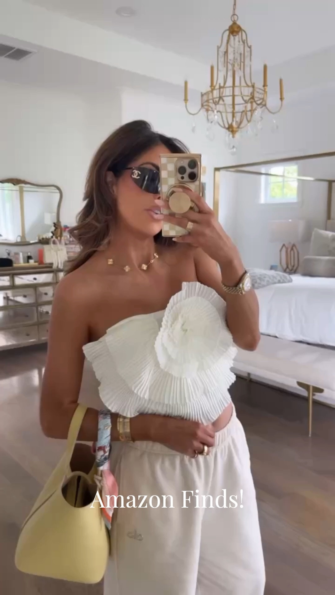 Wearing a size medium in this top! It does run big so size down!! This lookalike picotin bag and twilly are both Amazon as well! 

Amazon finds, Amazon fashion, White Flower Top, Strapless white top, Amazon top, Picotin, Twilly, Chanel Sunglasses, Spring outfits, Spring outfits 2026, Summer outfit, Emily Ann Gemma

#LTKootd #LTKdayinmylife #LTKSeasonal