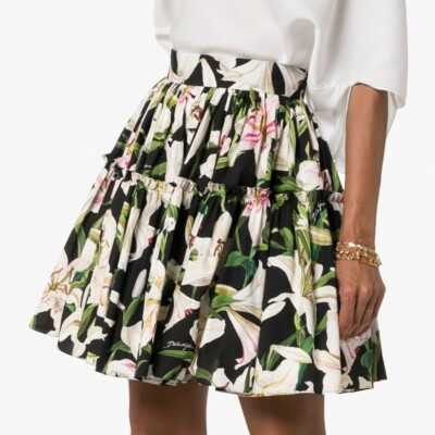 NEW w/TAG DOLCE & GABBANA LILY PRINT FLARED FLORAL SKIRT $985 SIZE 40 NORDSTROM  | eBay | eBay US