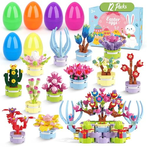 Uiseba 12 Pack Easter Gifts for Kids,Succulent Building Blocks, Easter Basket Stuffers,Prefilled Easter Eggs,Party Favors for Kids Classroom,Toys for 3+ Years Old Girls | Amazon (US)