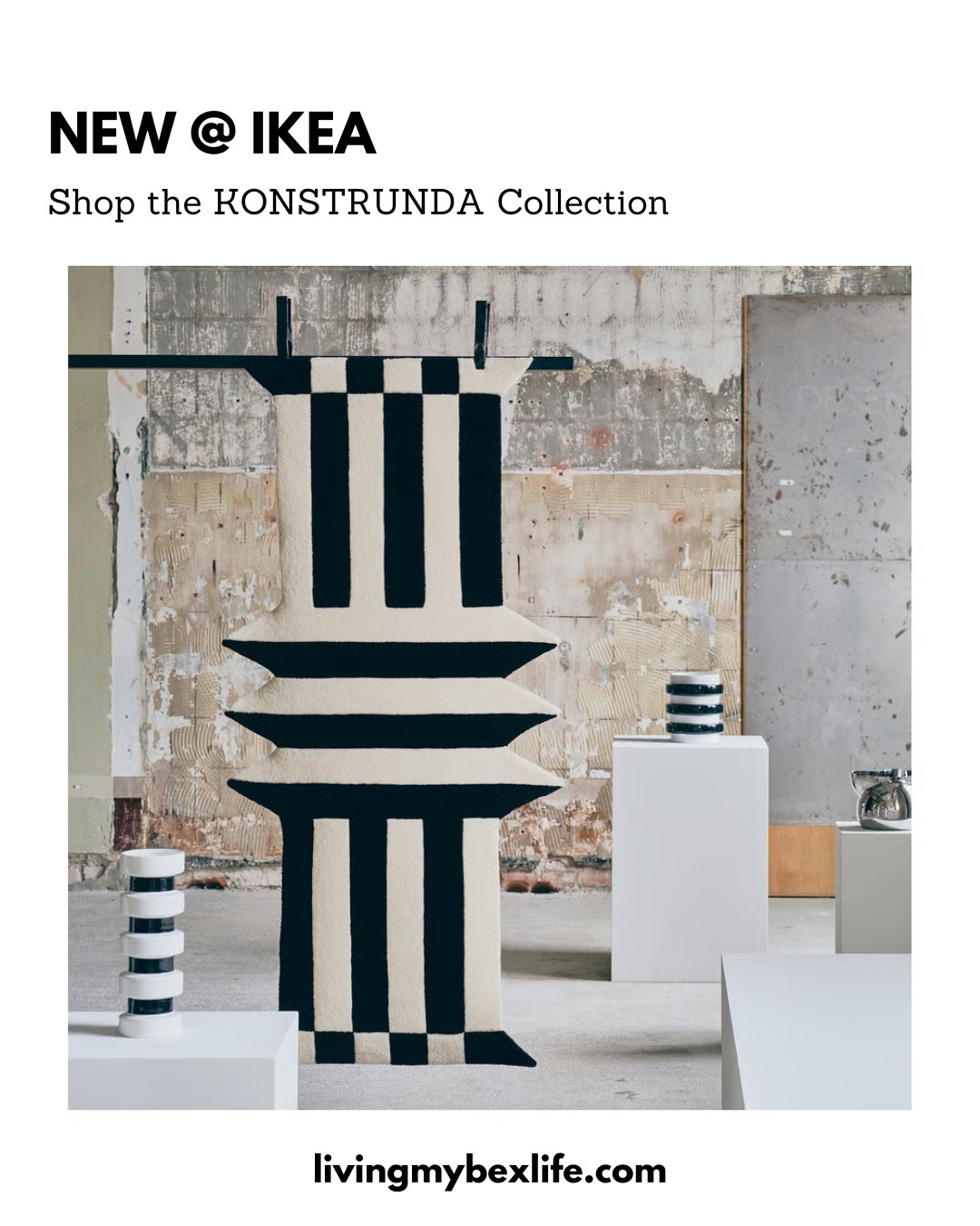 New KONSTRUNDA collection at IKEA: Black + white graphic rug designed by Emanuele Stamuli. || post modern, unique home decor, apartment rug, statement rug, art deco, mid century modern, mcm, apartment 

 #LTKSeasonal #LTKHome #LTKMens