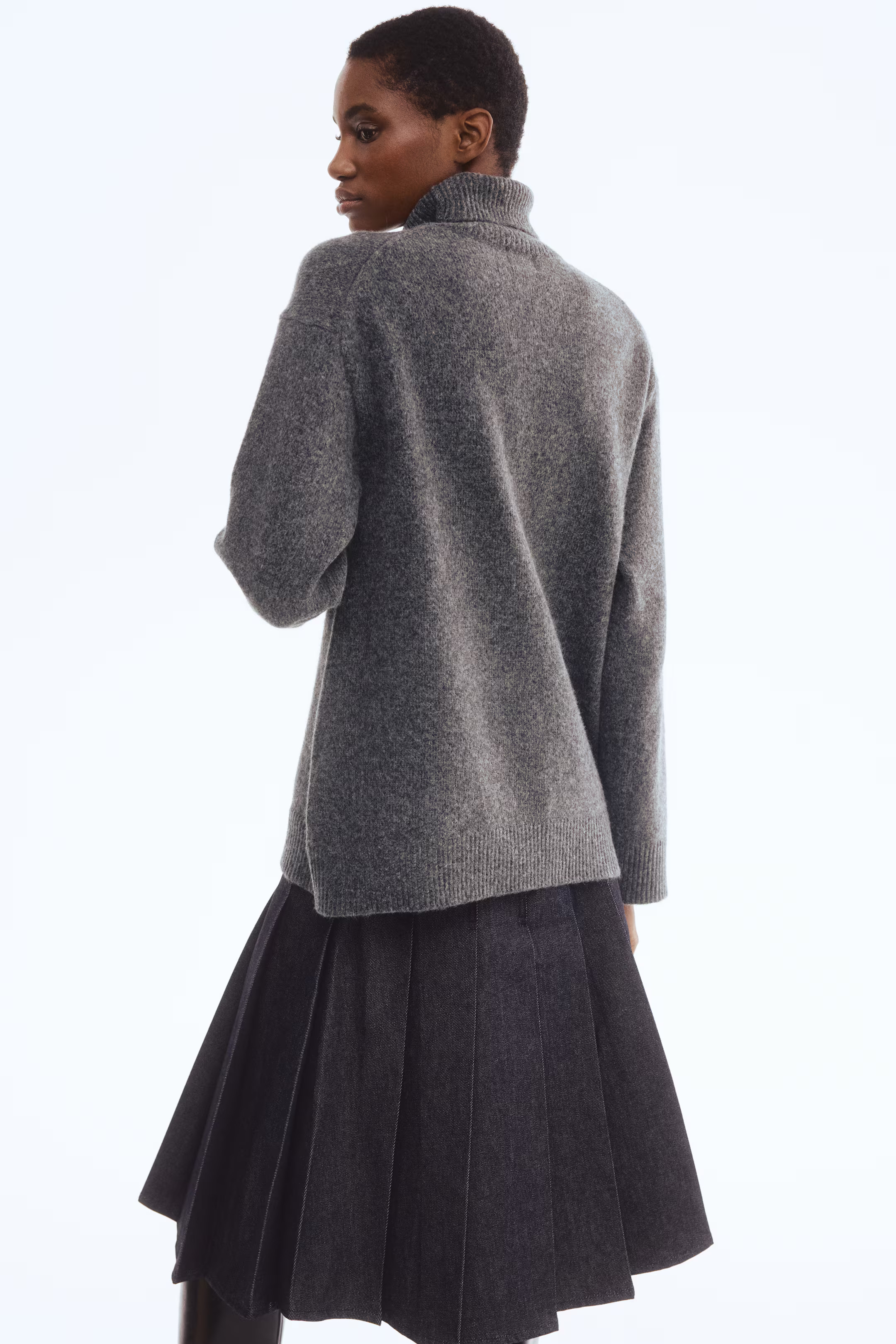 Loose-Fit Turtleneck Sweater - Dark gray melange - Ladies | H&M US | H&M (US + CA)