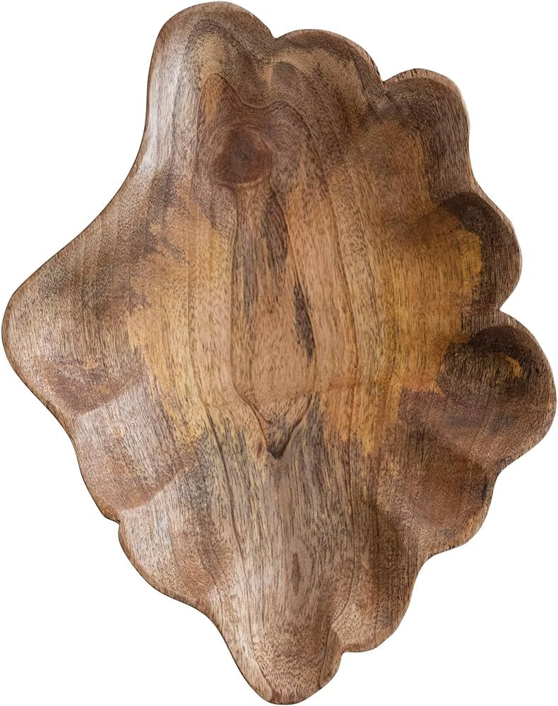 Creative Co-Op Hand-Carved Mango Wood Scalloped Platter for Serving, Natural | Amazon (US)