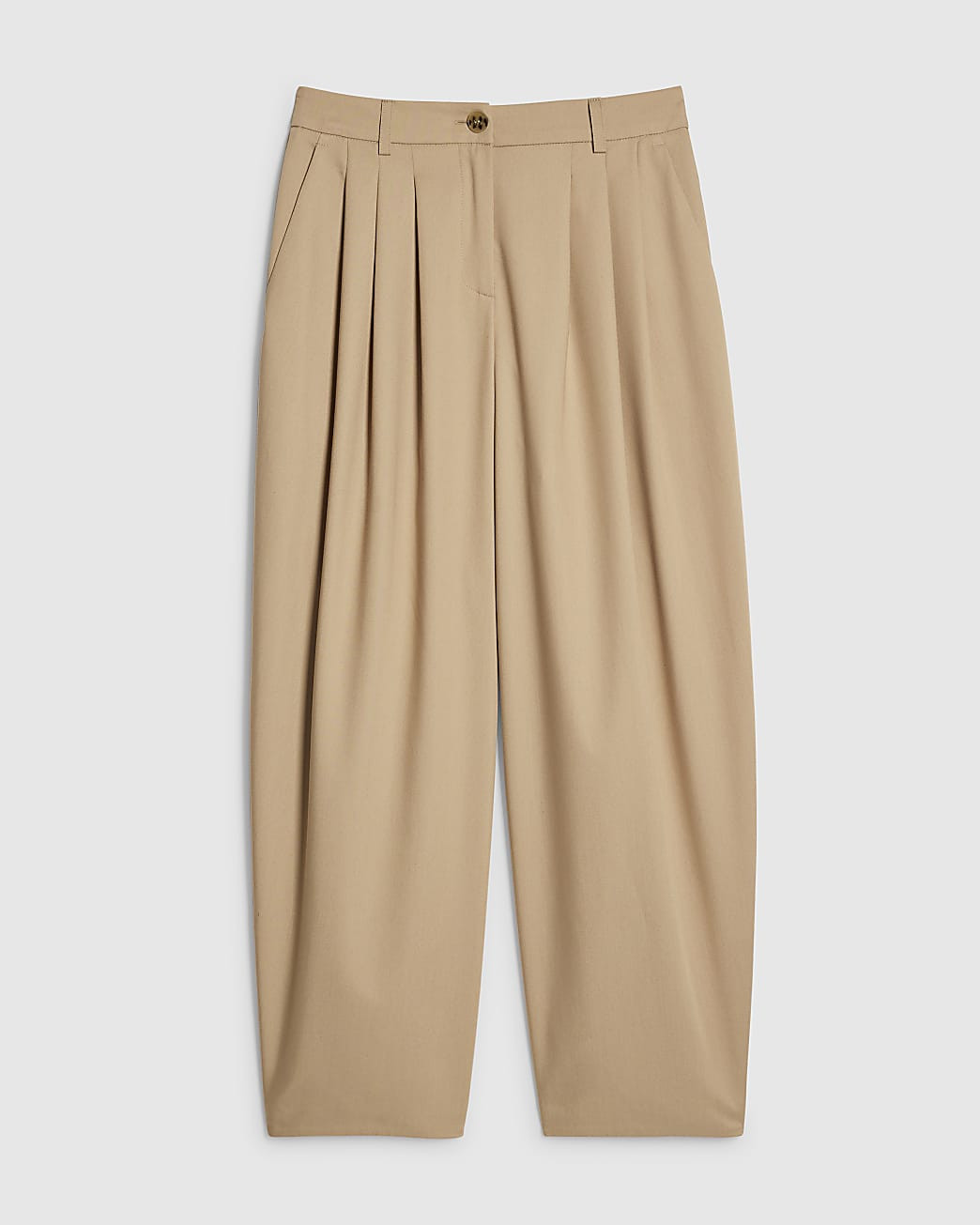Beige Barrel Leg Trousers | River Island UK & IE