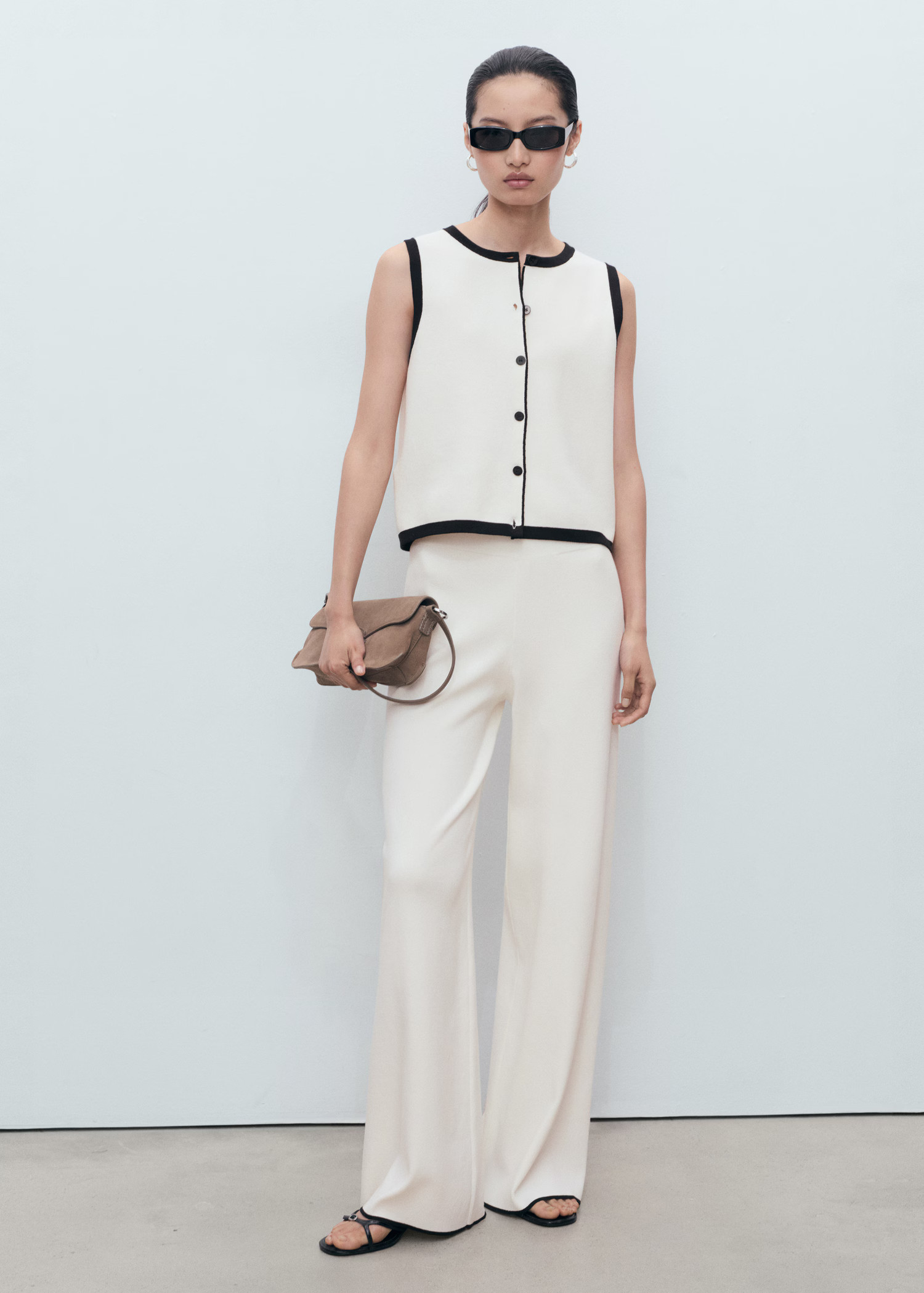 Contrasting low-rise knitted pants | Mango (US/MX/AU)