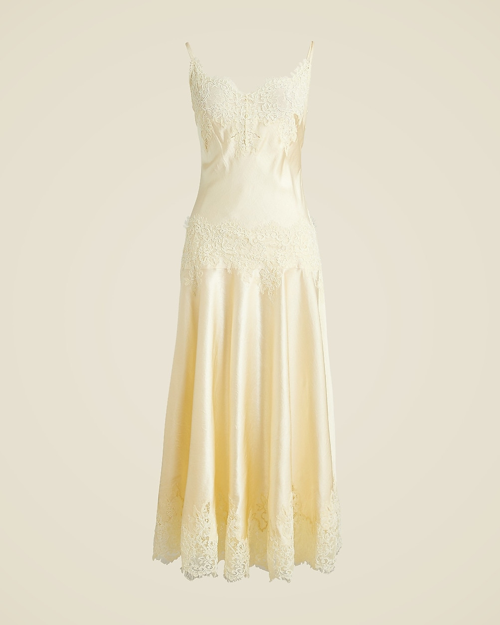 Collection lace-trim slip dress in textured satin | J. Crew US
