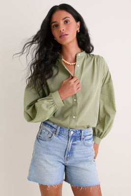 Light Olive Shadow Stripe Juliette Button Down | Tuckernuck (US)