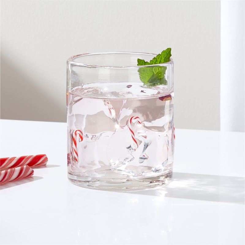 Candy Canes Double Old-Fashioned Christmas Glass + Reviews | Crate & Barrel | Crate & Barrel