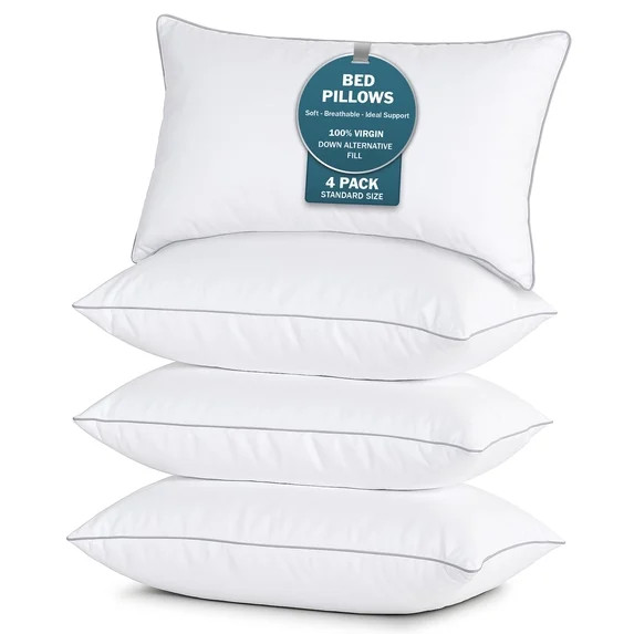 Casa Platino Pillows Standard Size Set of 4 \u2013 Soft & Medium Standard Bed Pillow, Luxury Slee... | Walmart (US)