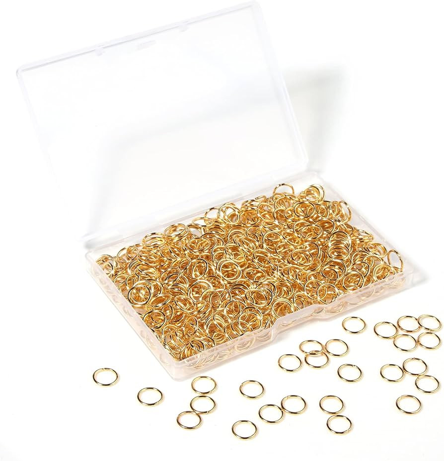 1000 Pcs 8mm Open Jump Rings Gold Plated Jump Rings for Jewelry Making Jump Rings Bulk for DIY Cr... | Amazon (US)