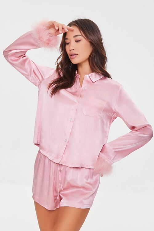 Satin Shirt & Short Pajama Set | Forever 21 (US)