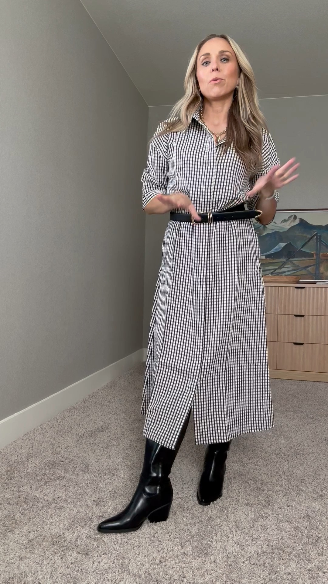 How I would wear this cute dress in the colder weather.  The perfect work outfit! 

True to size. 