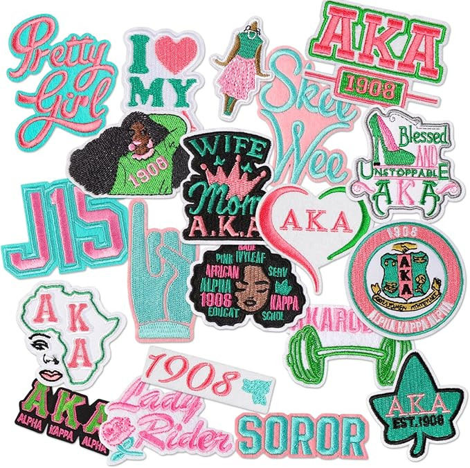 20 Pcs Alpha Kappaa Alpha Sorority Iron on Patches AKA Sorority Embroidered Patches AKA Sew Appli... | Amazon (US)
