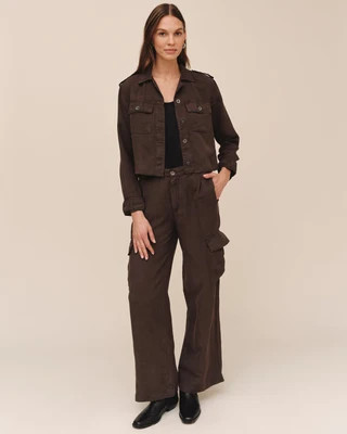Cropped Utility Jacket With Fray Hem - Dark Roast | Bella Dahl