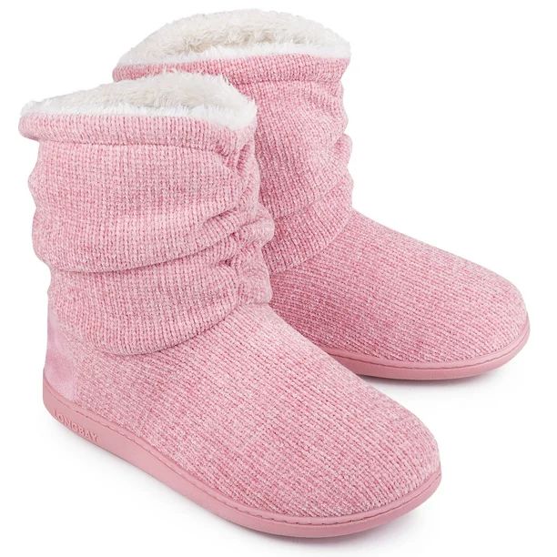 LongBay Women's Chenille Knit Cosy Boots Slippers Soft Plush Fleece Booties Slipper Memory Foam W... | Walmart (US)