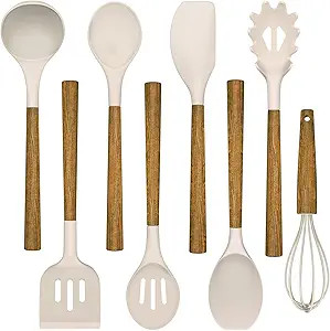 Silicone Cooking Utensil Set,Umite Chef 8-Piece Kitchen Utensils Set with Natural Acacia Wooden H... | Amazon (US)