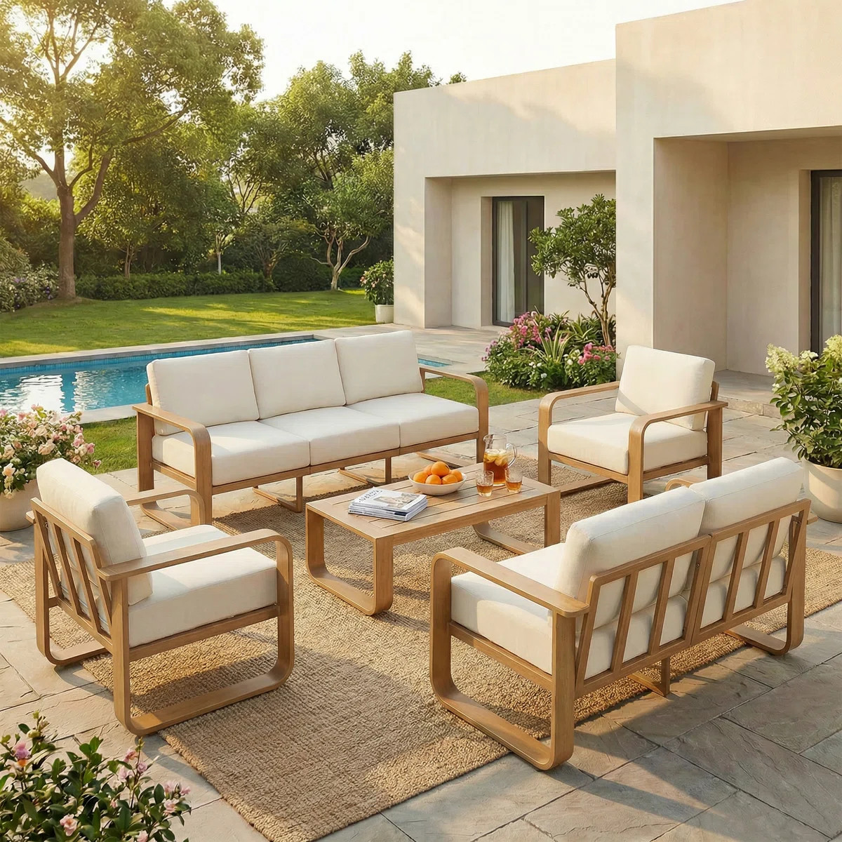 7 - Person Patio Conversation Set With Cushions | Wayfair North America