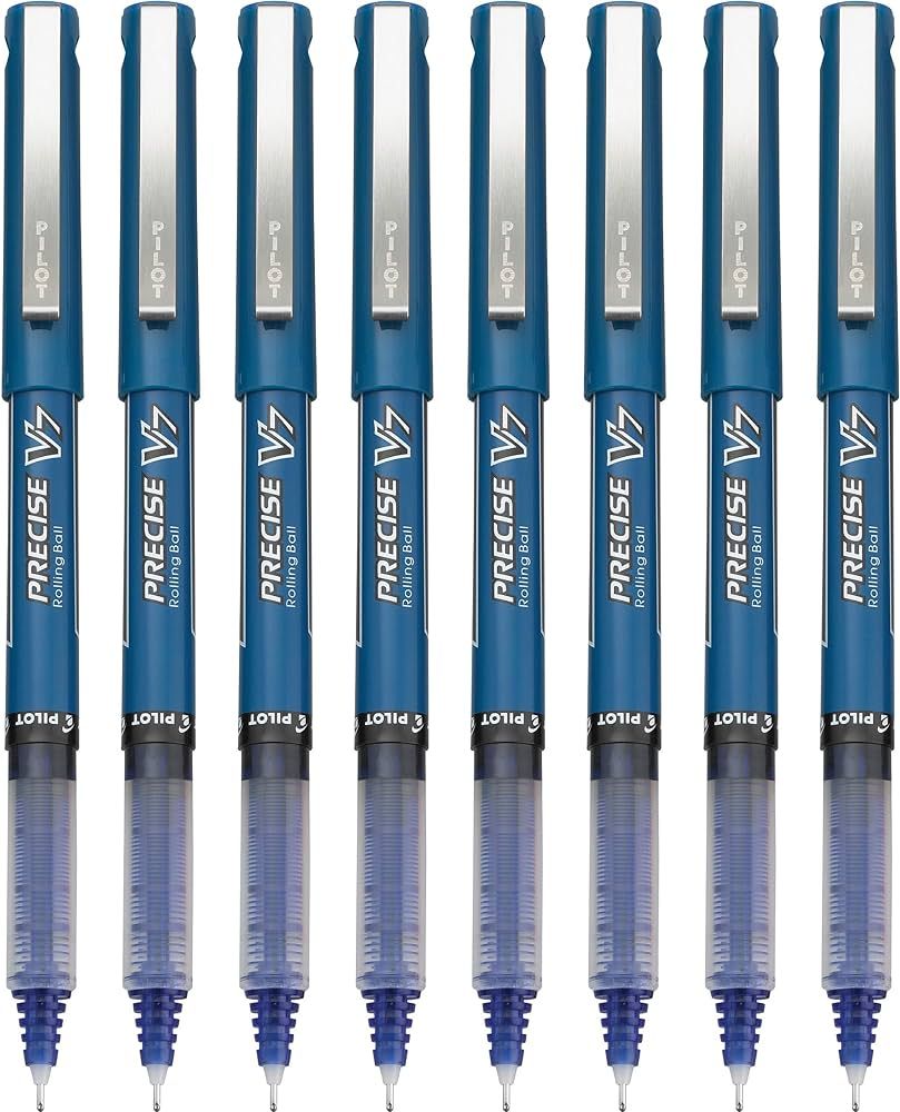 Pilot, Precise V7, Capped Liquid Ink Rolling Ball Pens, Fine Point 0.7 mm, Blue, Pack of 8 | Amazon (US)
