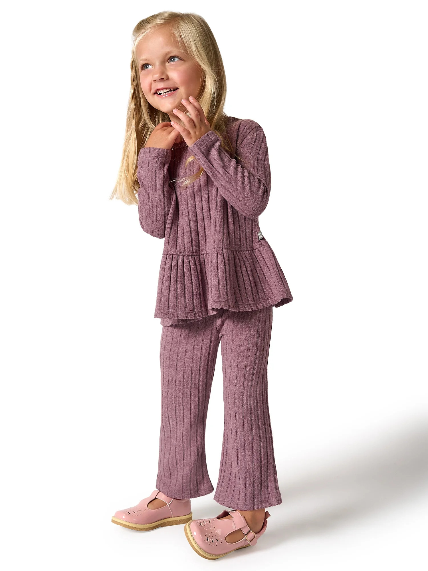 Modern Moments by Gerber Toddler Girl Peplum Top and Legging Outfit Set, Sizes 12M-5T | Walmart (US)