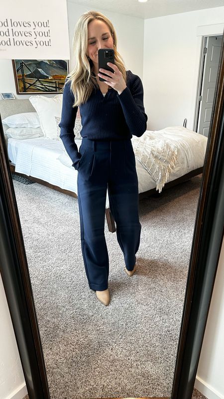 Monochromatic navy blue outfit!

I love this ribbed sweater from Old Navy and these are my favorite trousers that feel like you are wearing pajamas! 

Top: TTS 

TROUSERS:  size down one size 

Boots: are old but I linked similar ones! 

#LTKunder50 #LTKfit #LTKFind