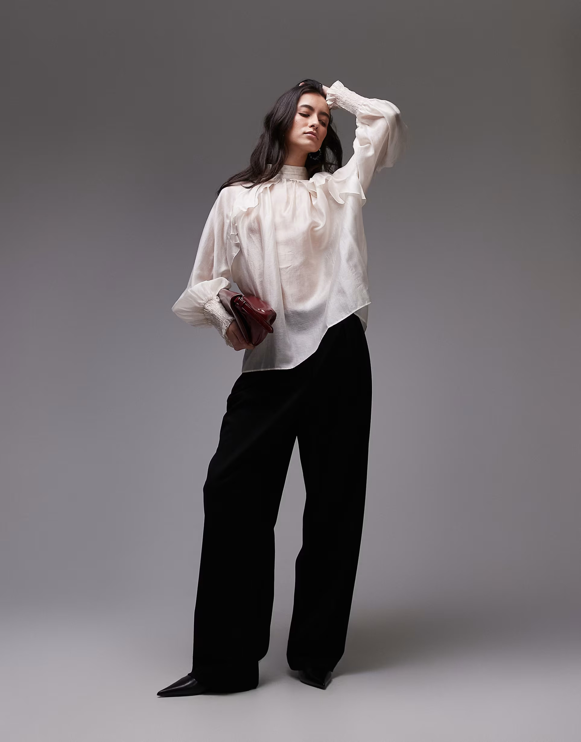 & Other Stories sheer volume blouse with frill detail in white | ASOS (Global)