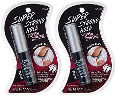 Amazon.com : iENVY by KISS Super Strong Hold Eyelash Adhesive Black KPEG05 (2Pack) Brush On Latex... | Amazon (US)