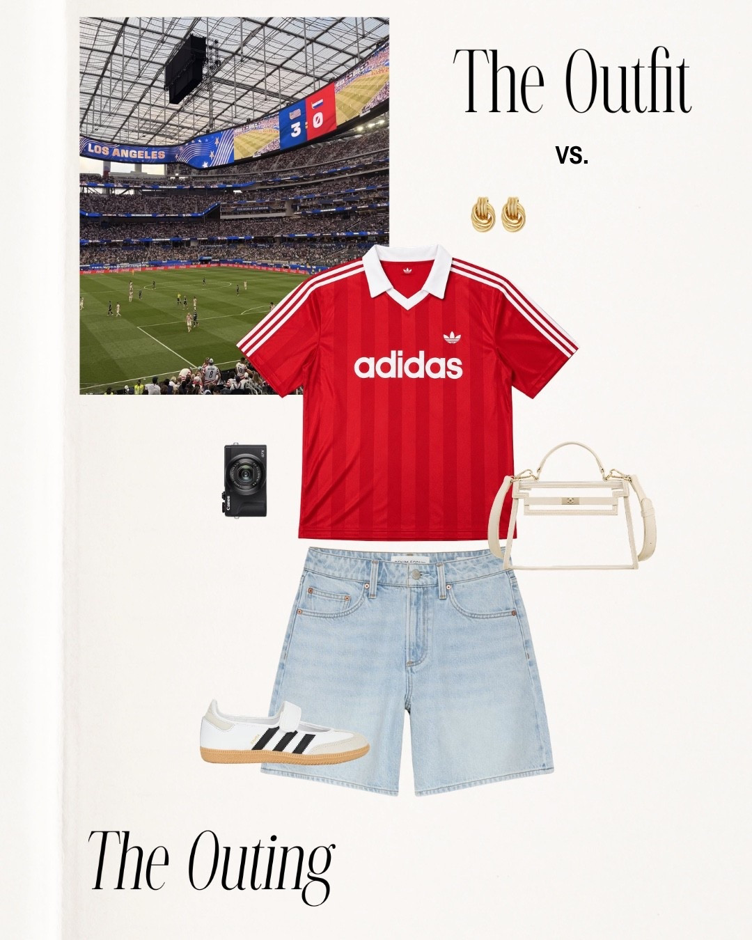 FIFA World Cup game!! ⚽️ 

Jorts, aritzia, jersey, samba, sneakers, gameday, soccer, match, athleisure, Amazon finds, denim, clear bag, sports