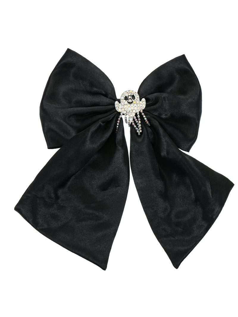 Way to Celebrate Halloween Hair Bow with Ghost Embellishment, Barrette, Black , 1 Piece | Walmart (US)