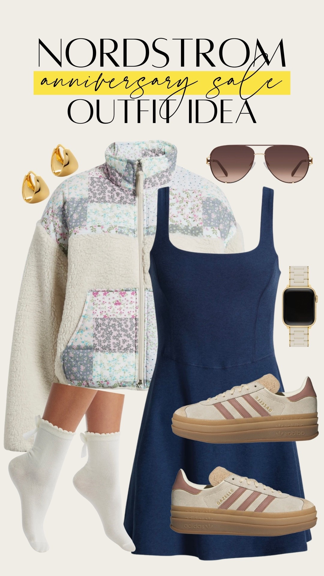 Affordable quilted jacket with tennis dress. Love these taller bow socks. Such a preppy, youthful, girly & fun athleisure look. Nordstrom Anniversary Sale / NSALE /2025

#LTKSaleAlert #LTKActive #LTKStyleTip