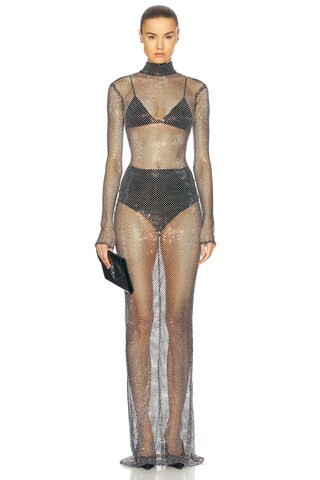 The New Arrivals by Ilkyaz Ozel Catroux Dress in Metallic Silver | FWRD 