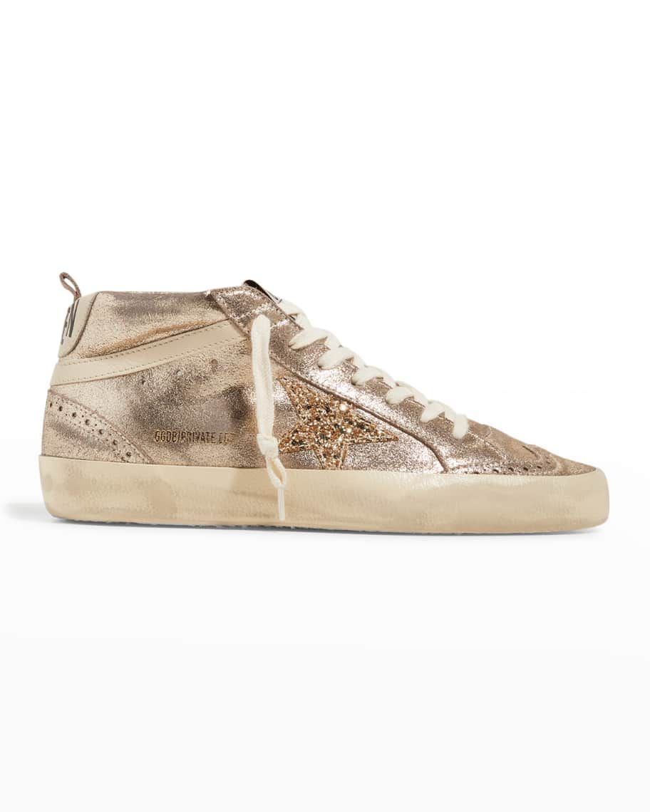 Golden Goose Mid Star Metallic Wing-Tip Sneakers | Neiman Marcus