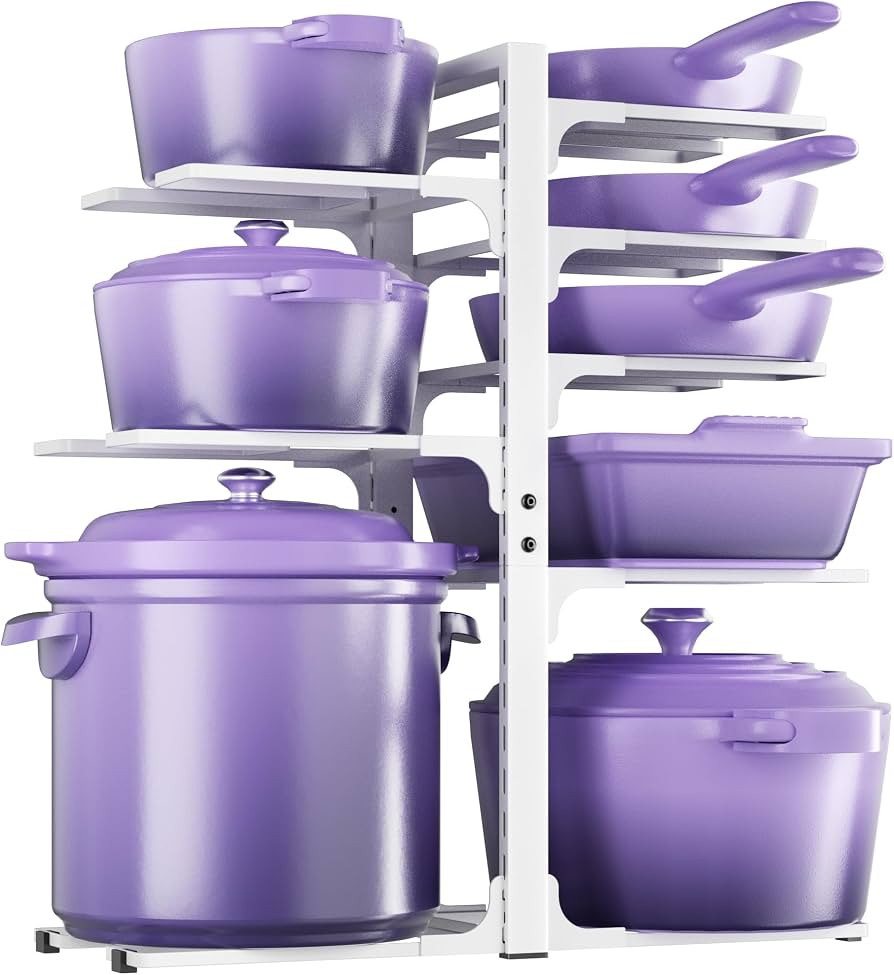 MUDEELA 8-Tier Pots and Pans Organizer under Cabinet, Heavy Duty Adjustable Pot Pan Organizers in... | Amazon (US)