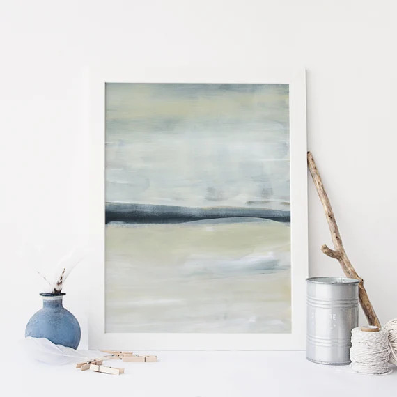 Read the full title
    Modern Coastal Painting Lake House Decor Neutral Blue Beige Abstract Land... | Etsy (US)