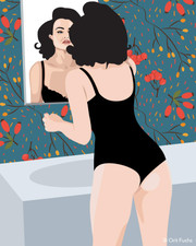Orit Fuchs: Vivid 28 - Giclee print on canvas female figure painting. 32/24”
