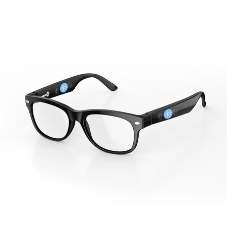 WeariQ Blue Light Blocking Bluetooth Smart Glasses – Shiny Black Bluetooth Glasses with UV Protection, Hands-Free Calls & Music | Walmart (US)