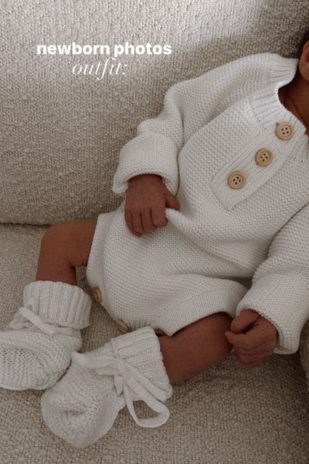 Newborn photos knit onesie & booties 🤍☁️ ships internationally 

#LTKbump #LTKbaby