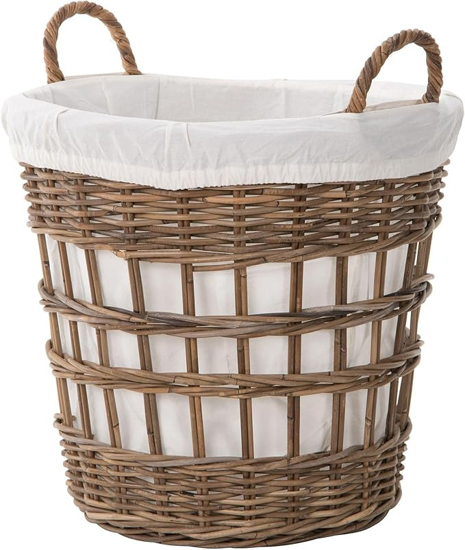 Kouboo Round Rattan Storage and Laundry Basket with Liner and Handles - Removable and Washable Li... | Amazon (US)