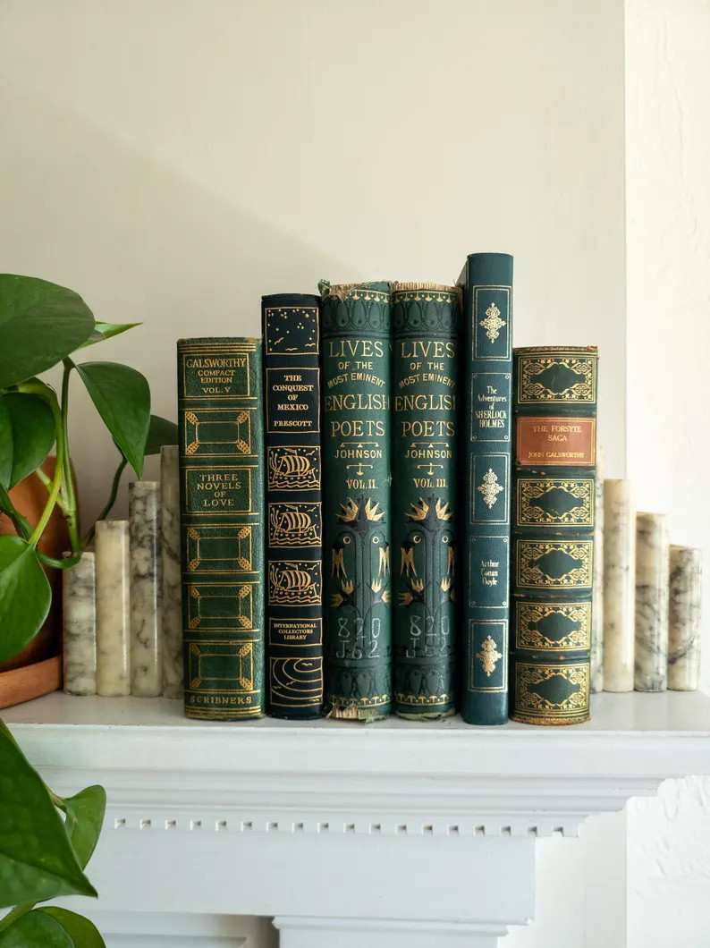 Green and Gold Antique Books (set of 6) | Vintage Home Decor - Etsy | Etsy (Global)